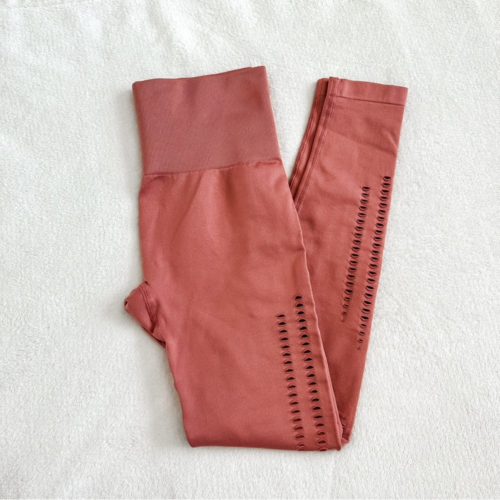 Jed North High Waisted Seamless XS/S Pinkish/Orange Athletic Leggings w/Eyelets